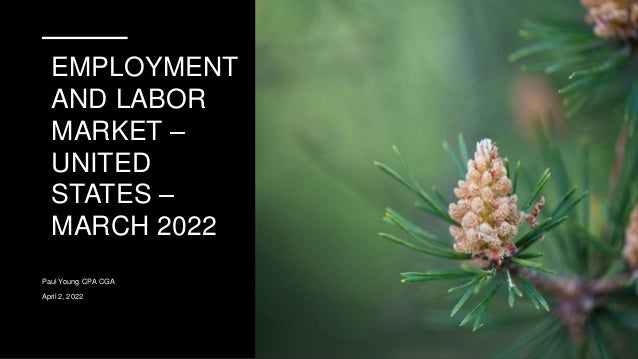 EMPLOYMENT
AND LABOR
MARKET –
UNITED
STATES –
MARCH 2022
Paul Young CPA CGA
April 2, 2022
 