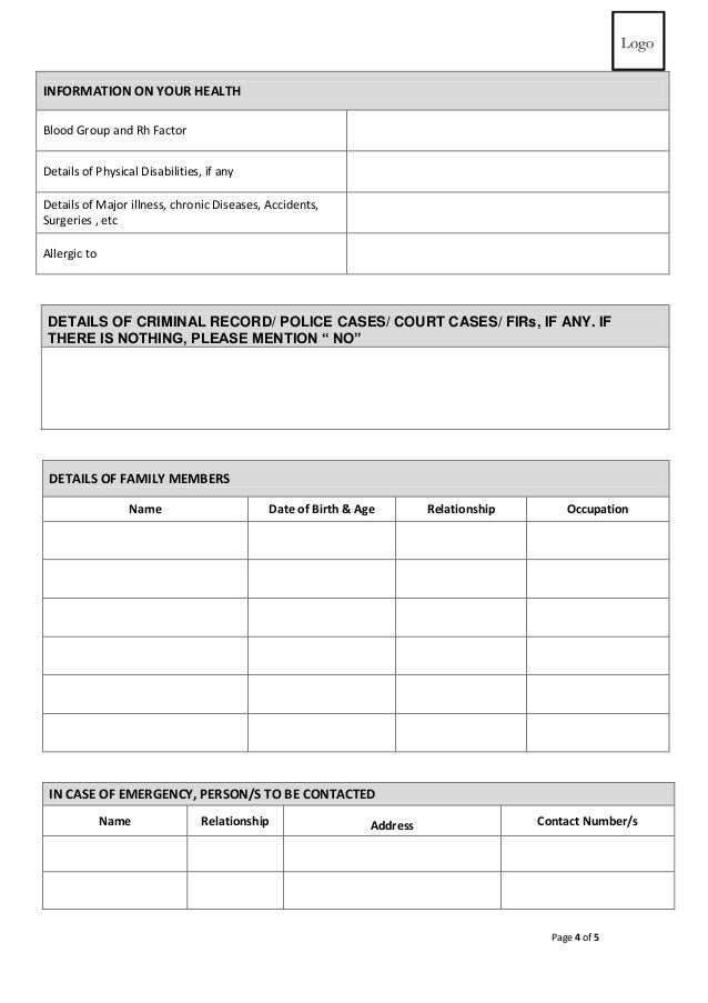 in case of emergency form for employees