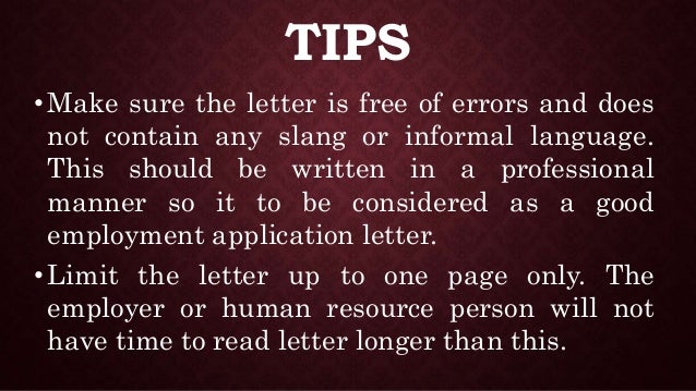 employment application letter
