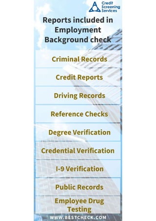 Reports included in Employment Background check - Bestcheck