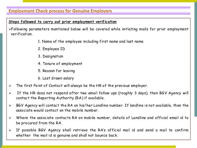 prior employment verification