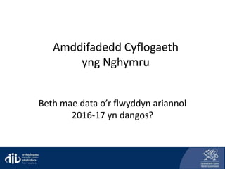 Amddifadedd Cyflogaeth
yng Nghymru
Beth mae data o’r flwyddyn ariannol
2016-17 yn dangos?
 