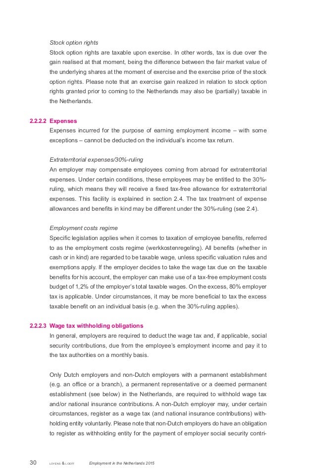 Taxation of stock options in the netherlands