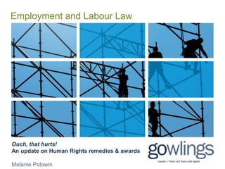 Employment and Labour Law
Ouch, that hurts!
An update on Human Rights remedies & awards
Melanie Polowin
 