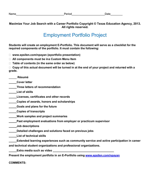 Employment portfolio project PDF Employment portfolio project PDF