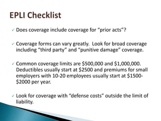Employment Practices Liability Insurance (EPLI) and Workers ...