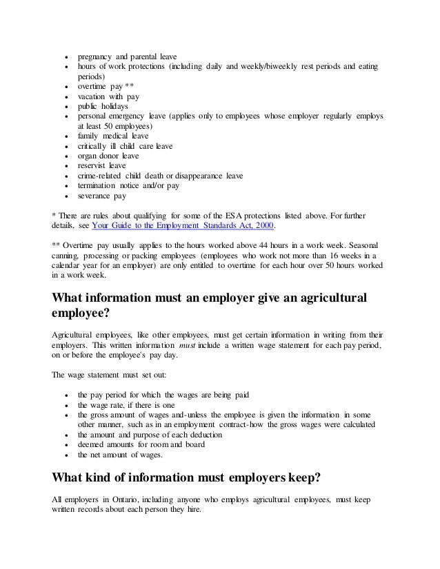 Employment standards act