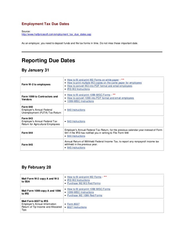 941 form due date
Employment tax due dates 941 form due date
Employment tax due dates