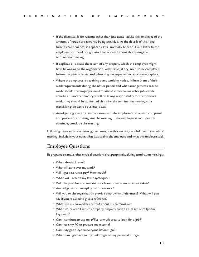 fired letter employee