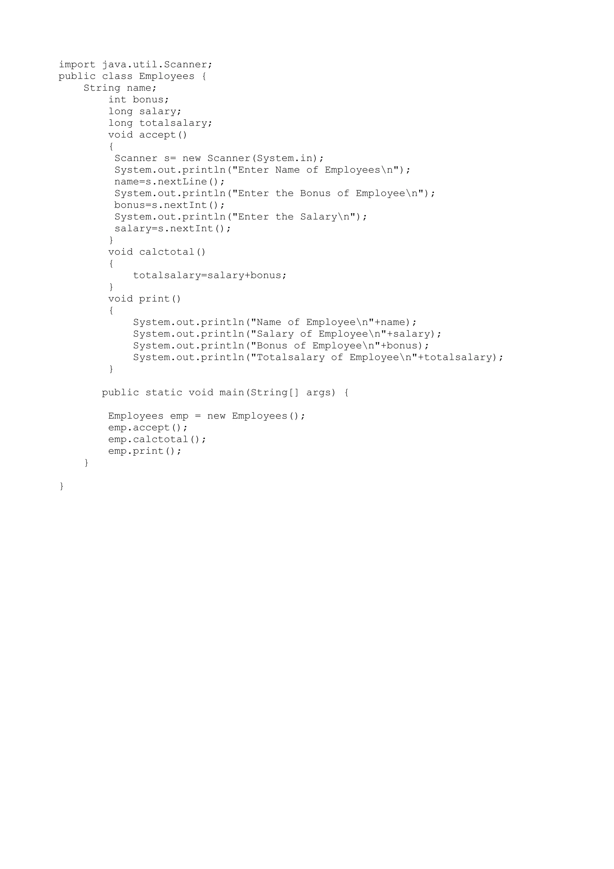 Empolyee deatils in java | PDF