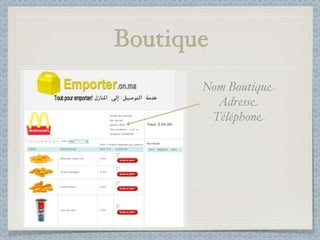 Boutique
       Nom Boutique
         Adresse
        Téléphone
 