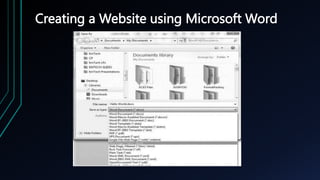 Creating a Website using Microsoft Word
 