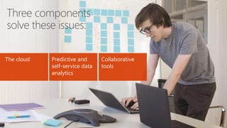 11
The cloud Predictive and
self-service data
analytics
Collaborative
tools
 