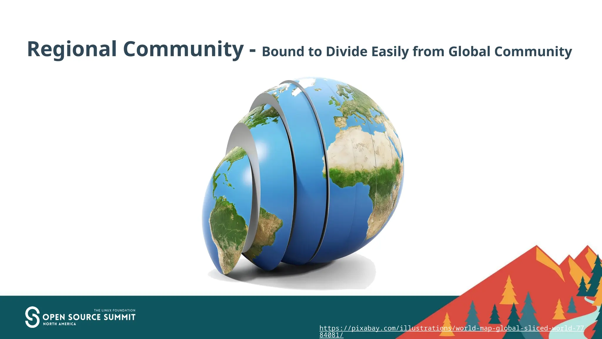 Regional Community - Bound to Divide Easily from Global Community
https://pixabay.com/illustrations/world-map-global-sliced-world-77
84081/
 