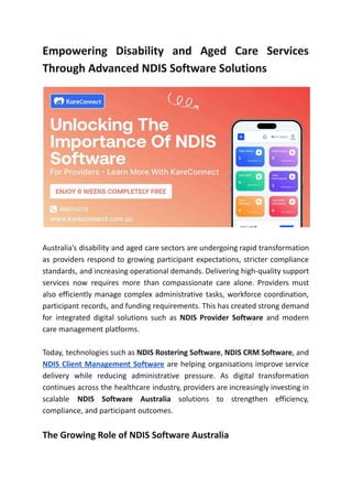 Advanced NDIS Software Solutions for Disability and Aged Care | PDF