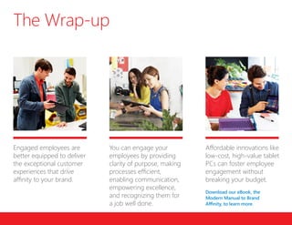 The Wrap-up
You can engage your
employees by providing
clarity of purpose, making
processes efficient,
enabling communicat...