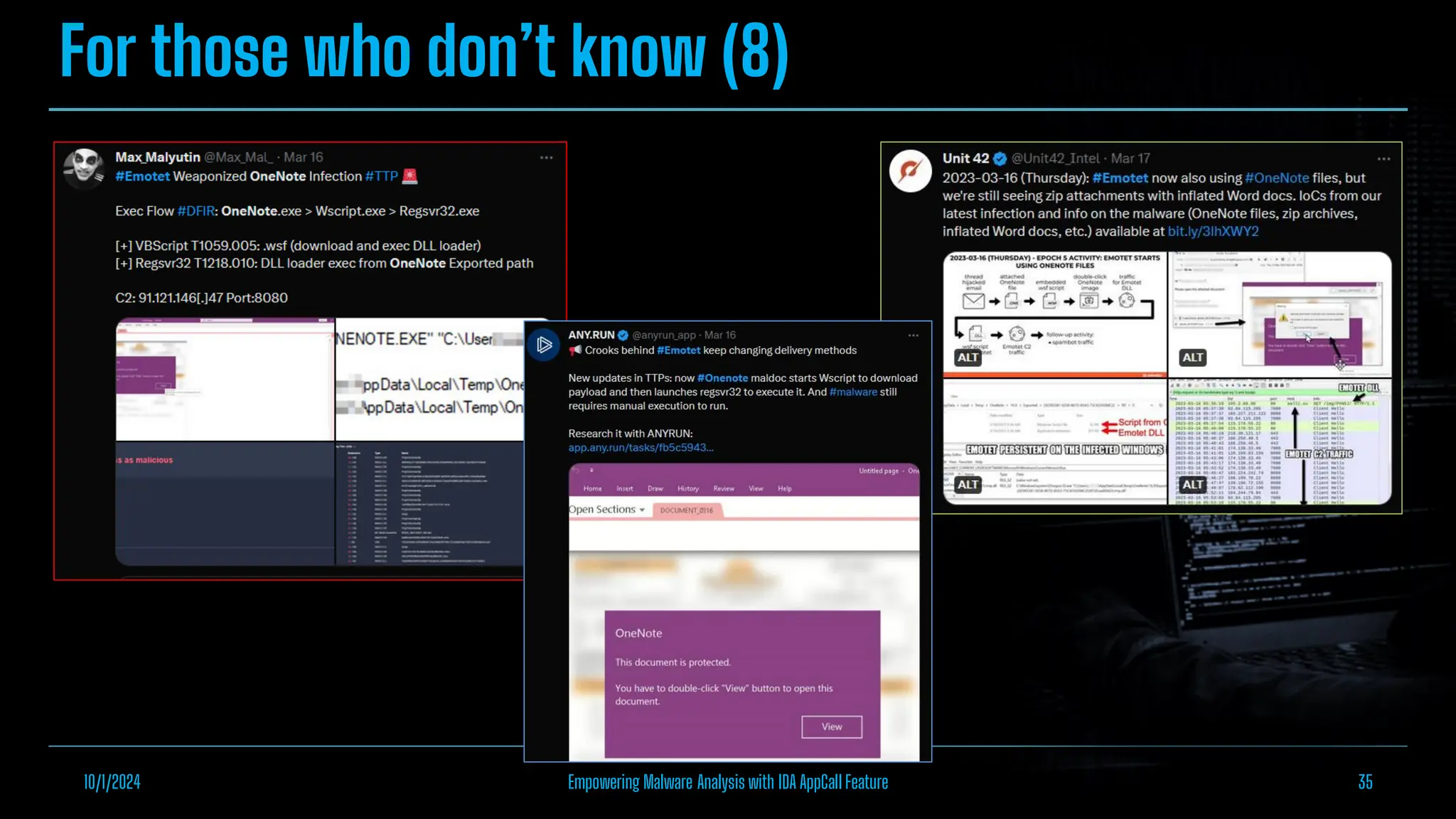 For those who don’t know (8)
10/1/2024 Empowering Malware Analysis with IDA AppCall Feature 35
 