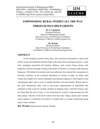 Empowering rural women all the way through self help groups | PDF