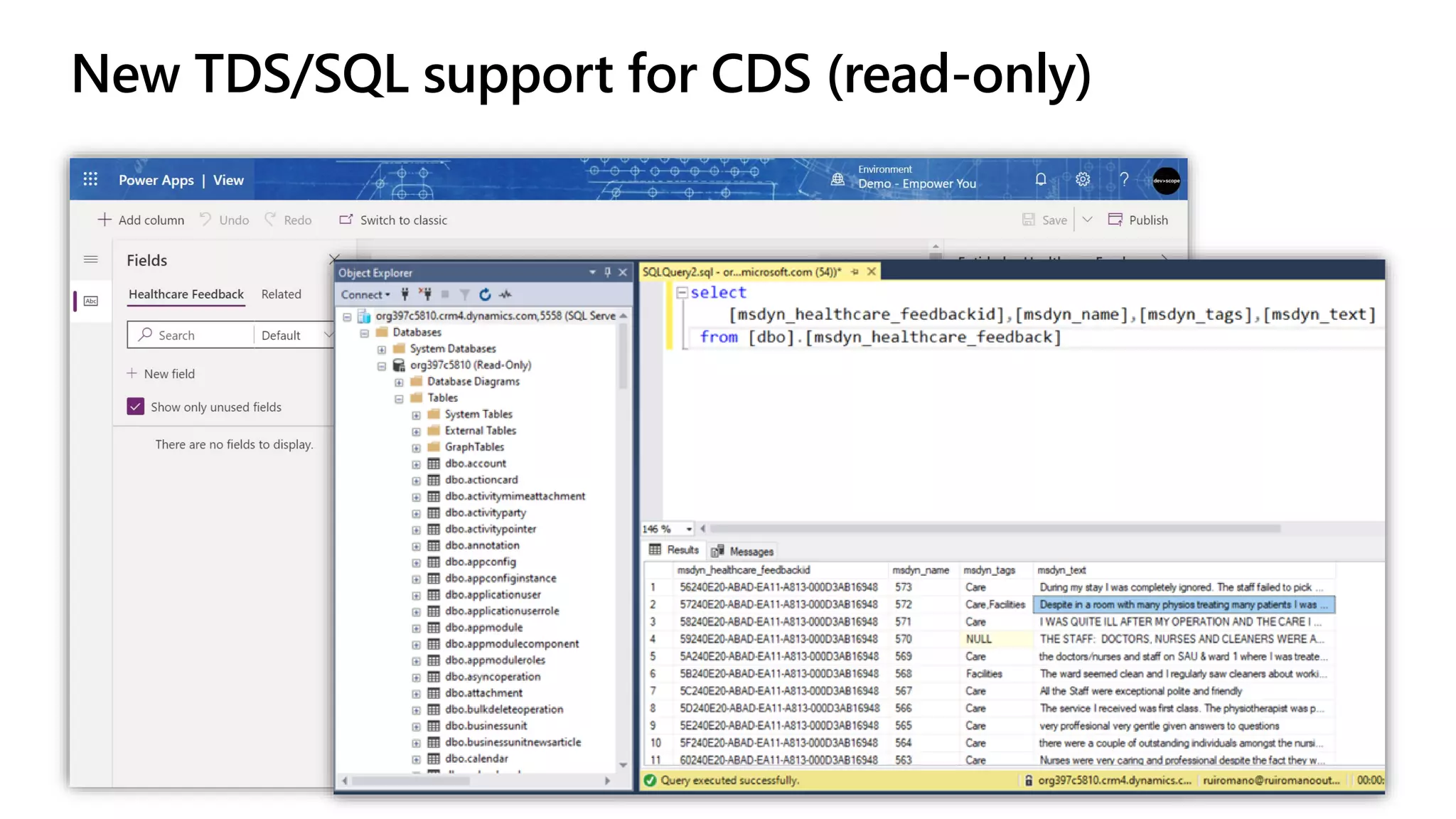 New TDS/SQL support for CDS (read-only)
 