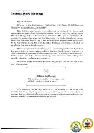 Introduction Message On Program Empowerment Tech-Mod2_Multimedia and Interactivity.pdf