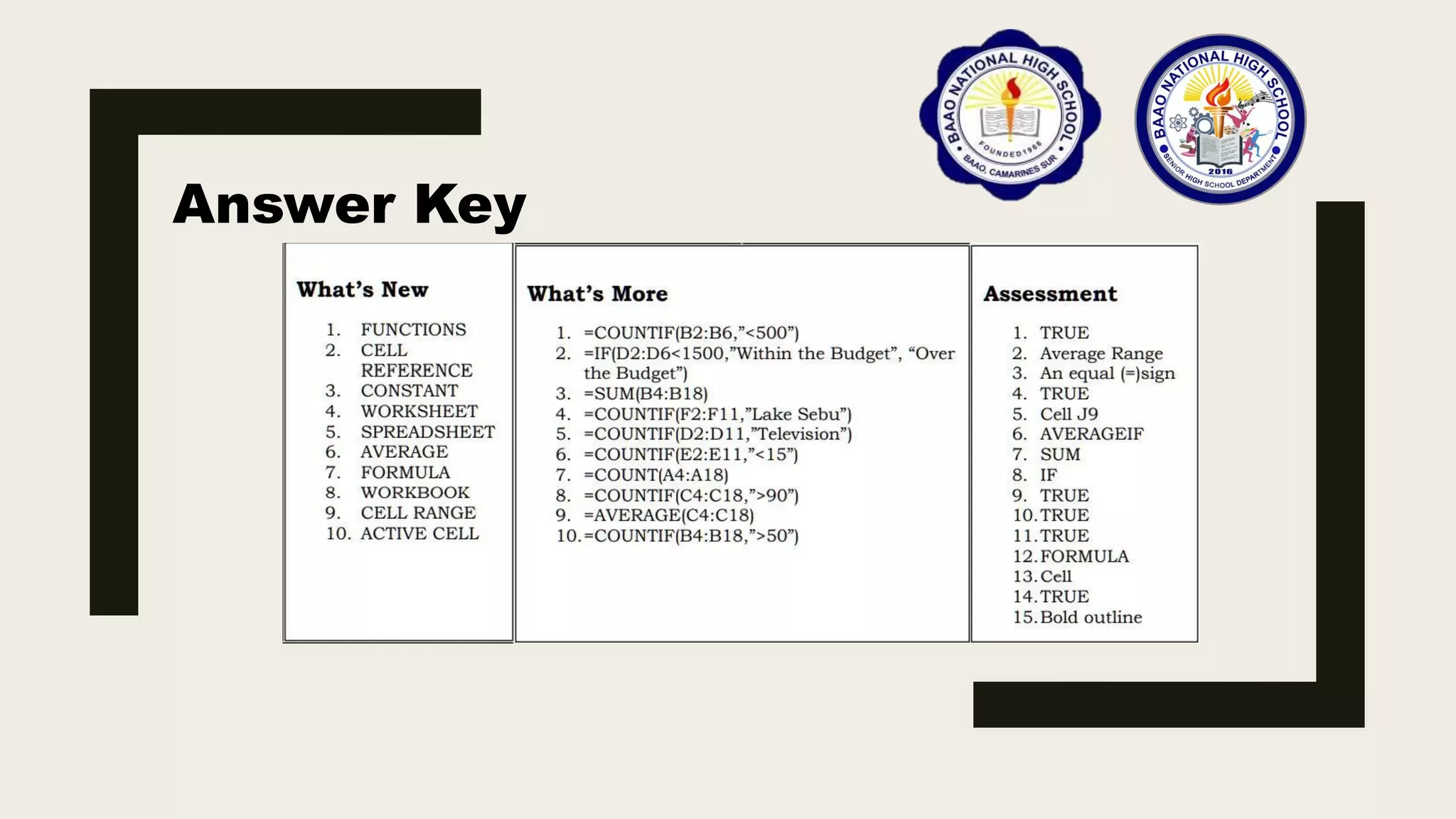 Answer Key
 