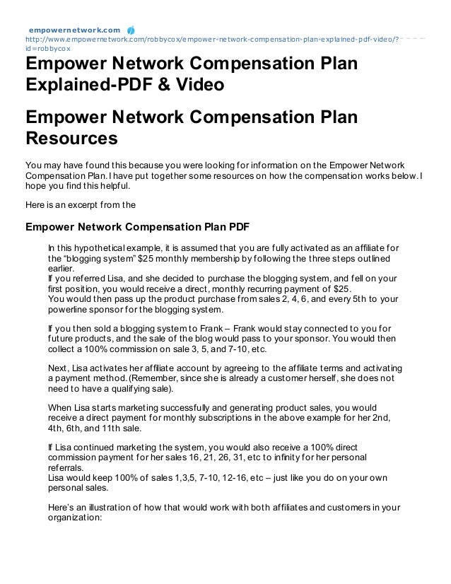 empower network compensation plan explained pdf compensation plans examples