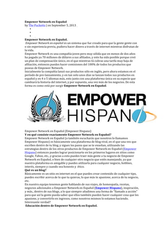 Empower Network en Español!
Que es Empower Network en Español?
 