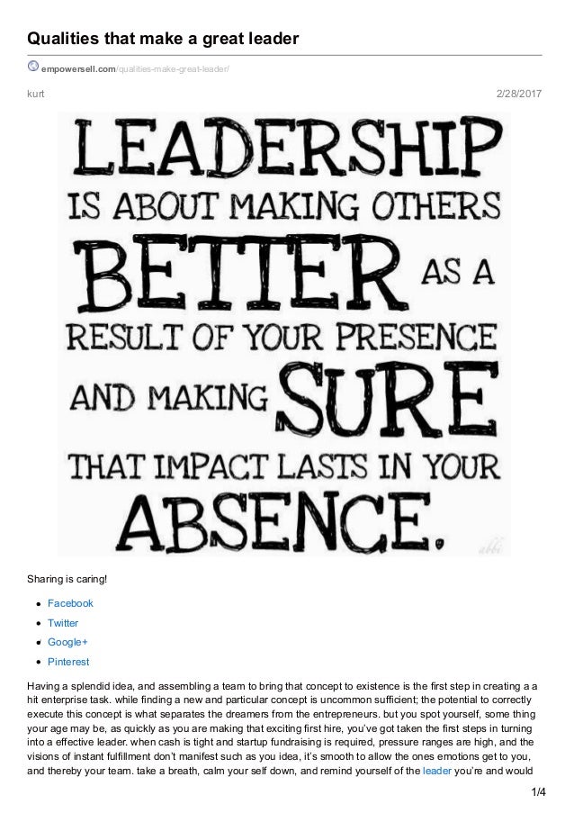 qualities that make a good leader