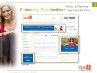 Value /Our Growth & Recognition vs Competition6EmpowHER Visits 2010 vs. CompetitorsWomensHealthEmpowHER LifescriptWomen.WebMDJan 451K                                                                                                                     Dec 1.1MJanuary 2010 - December 2010 = 125% Increase. Source: Omniture*Does not include offsite syndication views of EmpowHER content Award-winning, market-leading