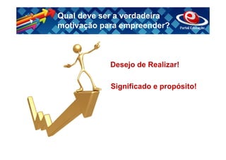 Qual deve ser a verdadeira
motivação para empreender?



            Desejo de Realizar!

            Significado e propósito!
 