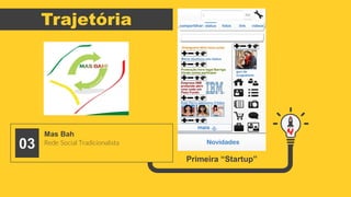 Trajetória
Rede Social Tradicionalista
Mas Bah
03
Primeira “Startup”
 
