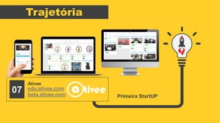 Trajetória
Ativee
07
Primeira StartUP
edu.ativee.com
beta.ativee.com
 