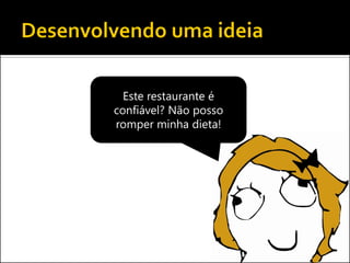 Este restaurante é confiável? Não posso romper minha dieta!  