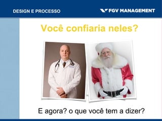 Você confiaria neles?
E agora? o que você tem a dizer?
DESIGN E PROCESSO
 