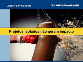 Projetos isolados não geram impacto
DESIGN E PROCESSO
 