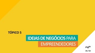 IDEIASDENEGÓCIOSPARA
EMPREENDEDORES
TÓPICO 5
34 / 54
 