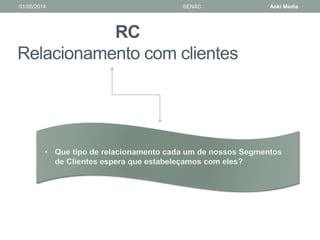 01/05/2014 SENAC Aoki Media 
RC 
Relacionamento com clientes 
 
