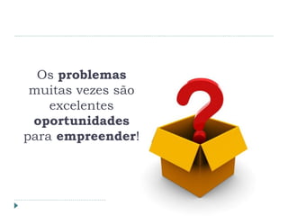 Os problemas
muitas vezes são
excelentes
oportunidades
para empreender!
 