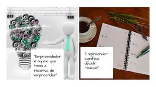 "Empreendedor
é aquele que
toma a
iniciativa de
empreender"
"Empreender
significa
decidir
realizar"
 