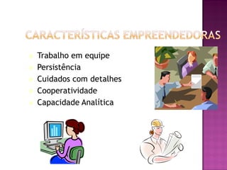    Trabalho em equipe
   Persistência
   Cuidados com detalhes
   Cooperatividade
   Capacidade Analítica
 
