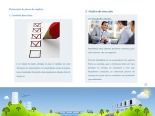 32
Elaboração do plano de negócio
1 - Sumário Executivo
 