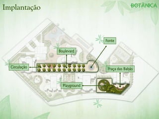 Implantação
Playground
Praça das Babás
Fonte
Boulevard
Circulação
 