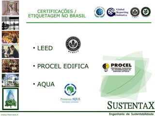 LEED PROCEL EDIFICA AQUA CERTIFICAÇÕES / ETIQUETAGEM NO BRASIL 