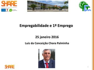 Empregabilidade e 1º Emprego
25 janeiro 2016
Luis da Conceição Chora Palminha
1
Associados Promotores
 
