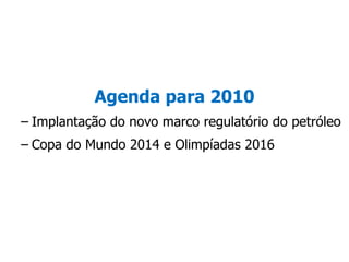 Pré-Sal: Regime de Partilha - Novo marco regulatório que assegurará ao país a maximização dos benefícios com a exploração:  . A União poderá contratar diretamente a Petrobrás; . Outras empresas poderão participar dos contratos de partilha; . A Petrobrás será operadora em todos os casos com participação mínima de 30%; . A exploração se dará por conta e risco das empresas que serão reembolsadas em óleo pelos investimentos e produção; . Vencerá a licitação as empresas que oferecerem maior excedente em óleo para a União; . A nova estatal, Petro-Sal, será responsável por gerir os contratos. -  