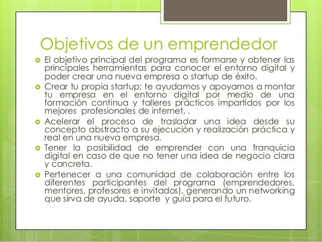 Cual Es El Objetivo De Un Emprendedor