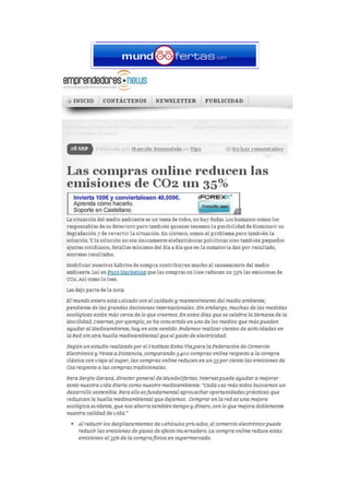 MundoOfertas en Emprendedores.news “La Compra Online Reduce Las Emisiones de Co2 en Un 35%”