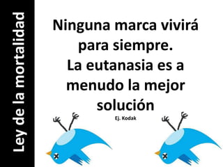 Ninguna marca vivirápara siempre. La eutanasia es a menudo la mejor soluciónEj. KodakLey de la mortalidad