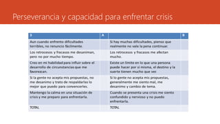Perseverancia y capacidad para enfrentar crisis
 