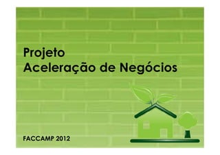 Projeto
Aceleração de Negócios
FACCAMP 2012
 